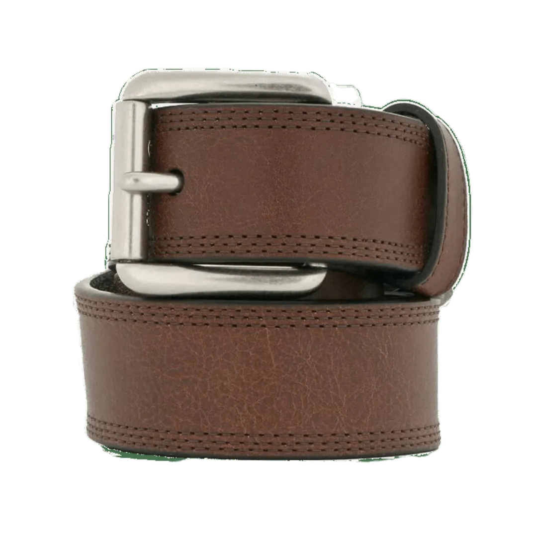 M&F Men's Triple Stitch Copper Leather Belt