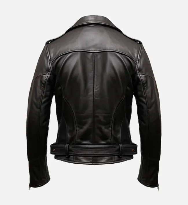 Men's Black Biker Genuine Leather Jacket