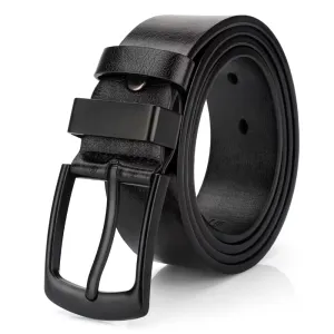Men's Leather Casual Dress Belt with Classic Buckle and Style