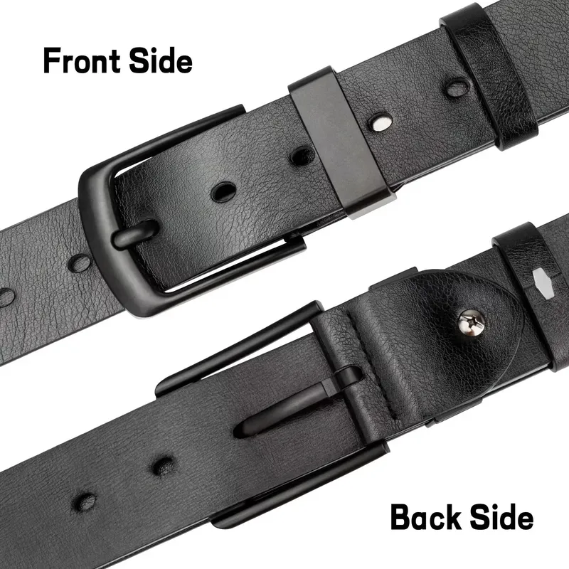 Men's Leather Casual Dress Belt with Classic Buckle and Style