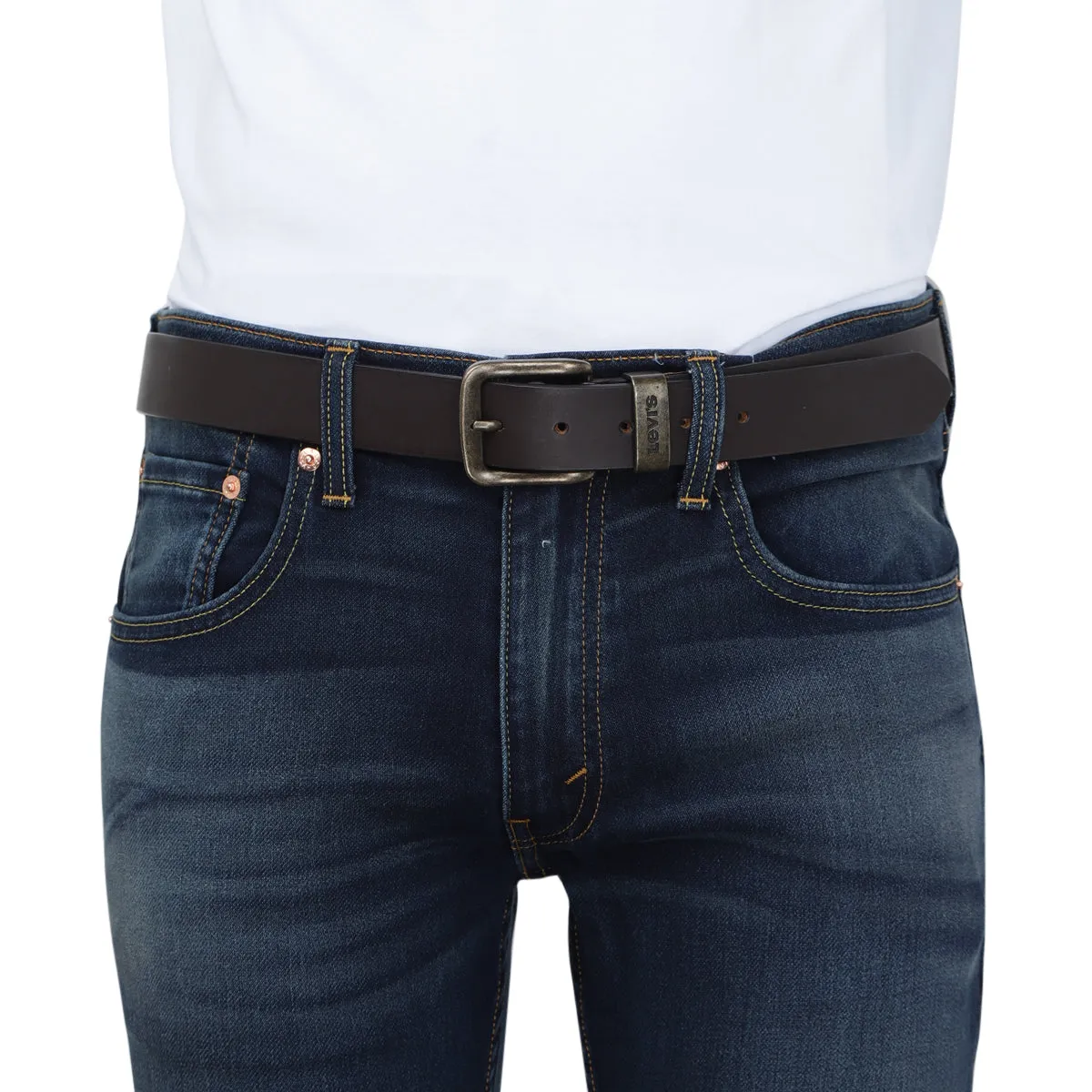 Men's Solid Brand Logo Belt