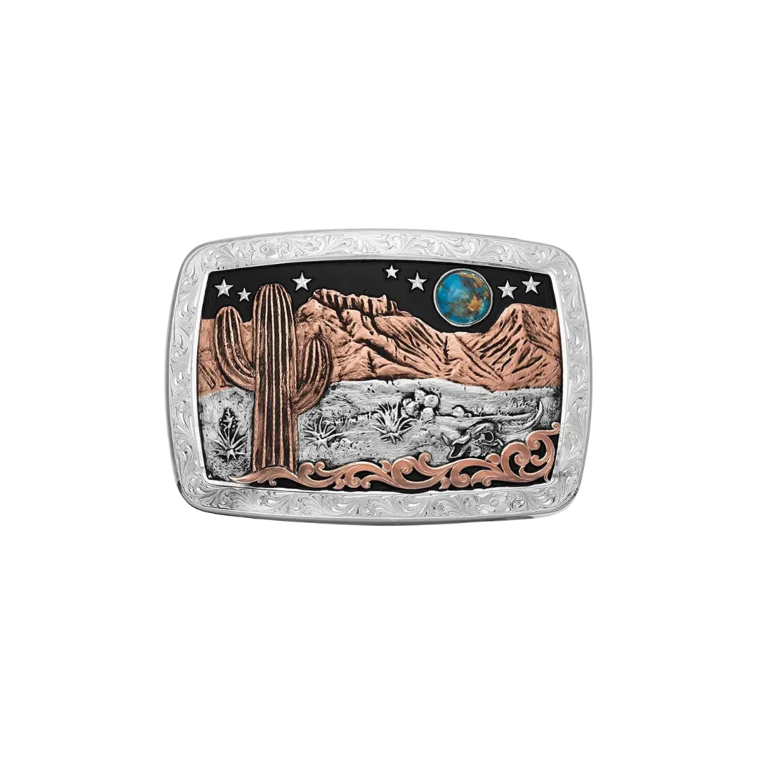 Montana Men's Desert Moon Turquoise Cactus Buckle