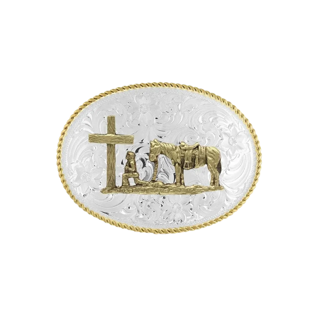 Montana Men's Silversmiths Belt Buckle Christian Cowboy Silver