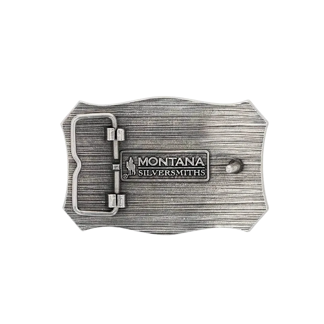 Montana Men's Silversmiths Longhorn Crest Filigree Attitude Belt Buckle