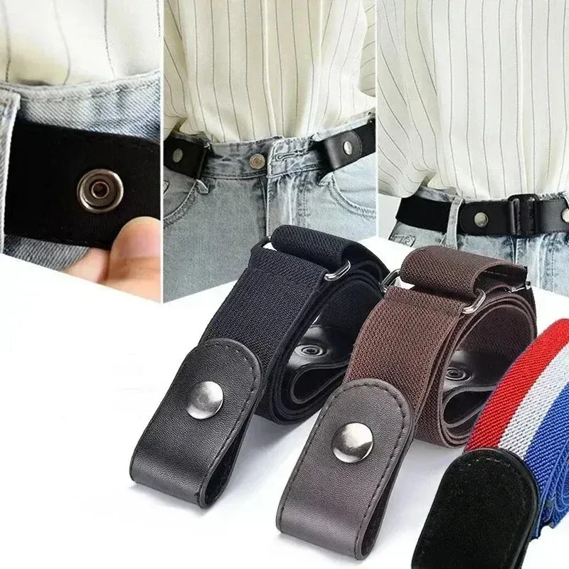New Adjustable Stretch Elastic Waist Band Invisible Belt Buckle-Free Belts for Women Men Jean Pants Dress No Buckle Easy To Wear