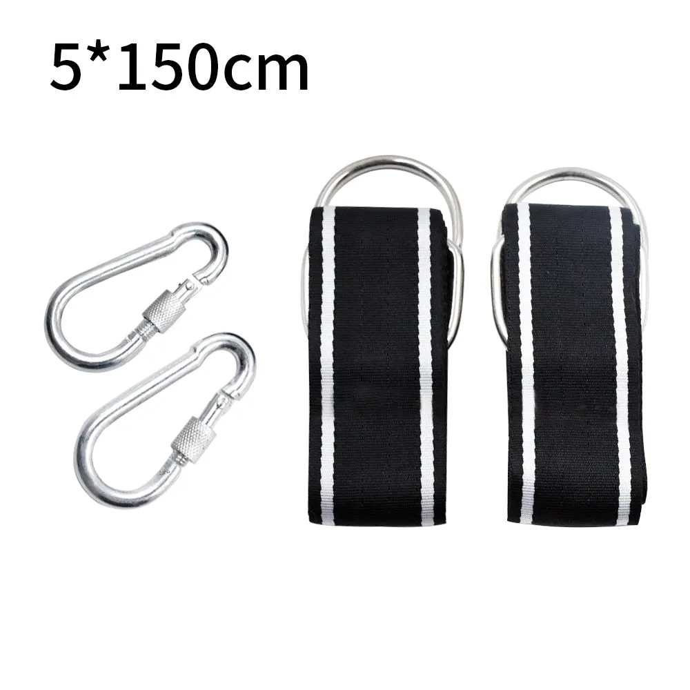 One Pair Tree Swing Hanging Kit Hammock Straps Rope Carabiner 350 KG Load Capacity OutDoor Camping Hiking Hammock Hanging Belt