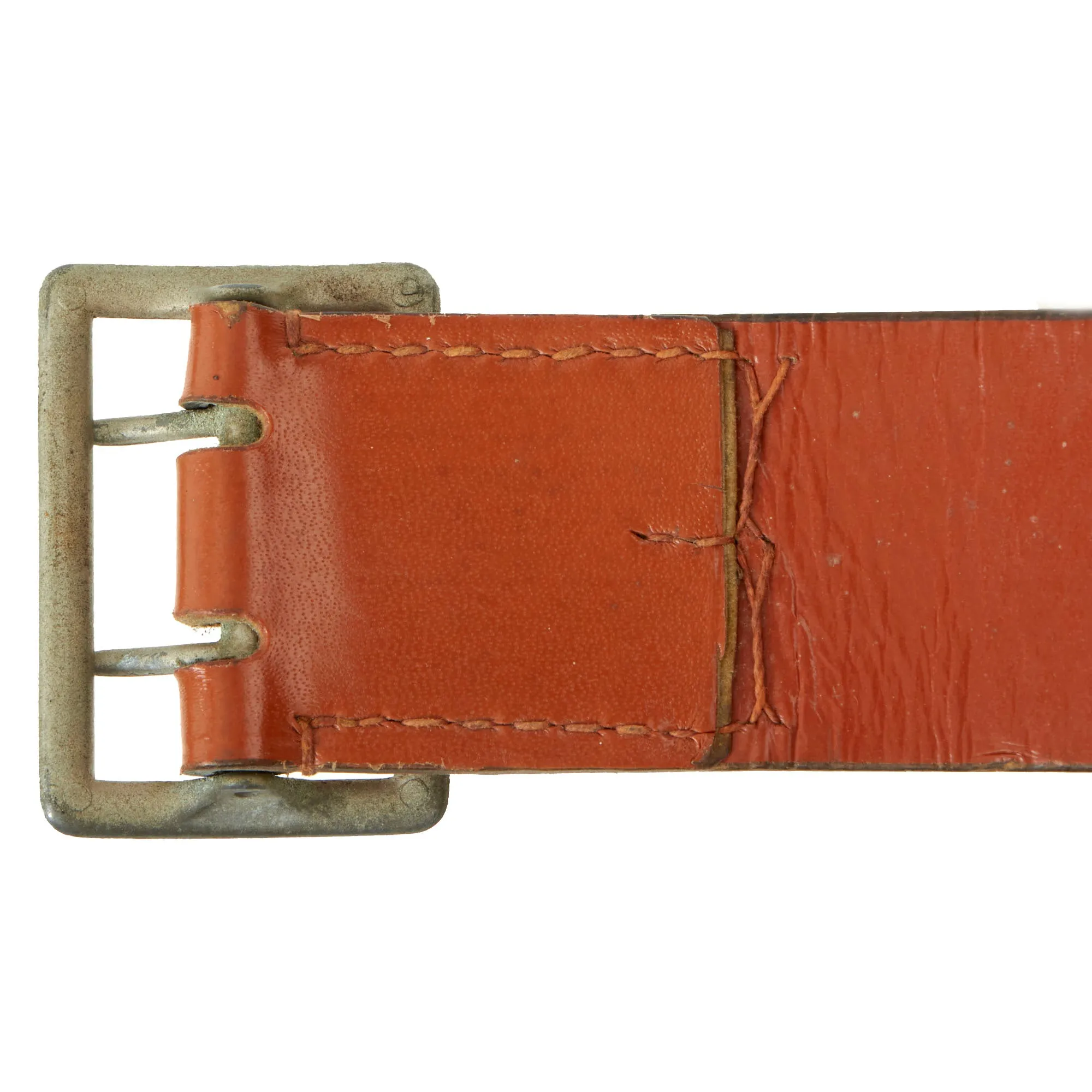 Original German WWII Army Heer Officers 50mm Brown Preßstoff Faux Leather Open Claw Buckle Belt