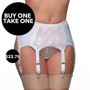 Plus Size Classic 6-Strap Lace Front Suspender Belts