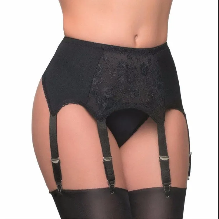 Plus Size Classic 6-Strap Lace Front Suspender Belts