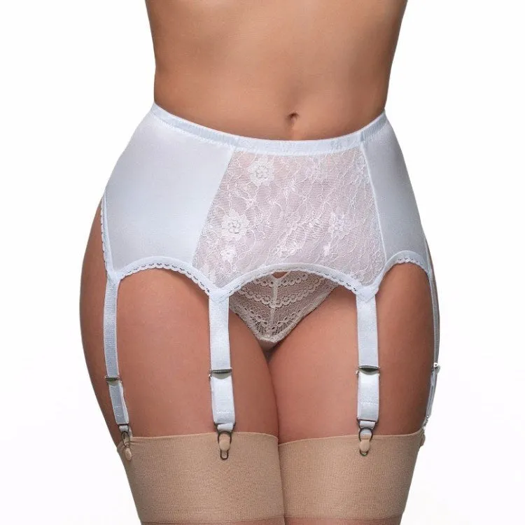 Plus Size Classic 6-Strap Lace Front Suspender Belts