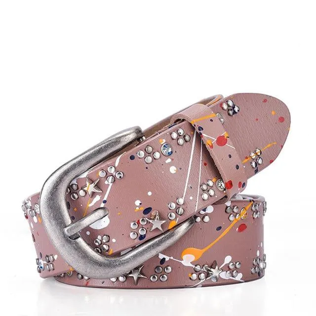 Rivet Inlay Vintage Luxury Designer Belt