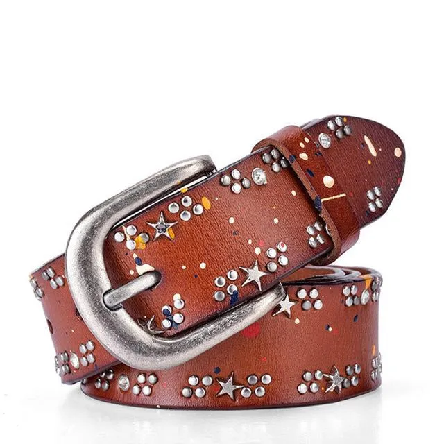 Rivet Inlay Vintage Luxury Designer Belt
