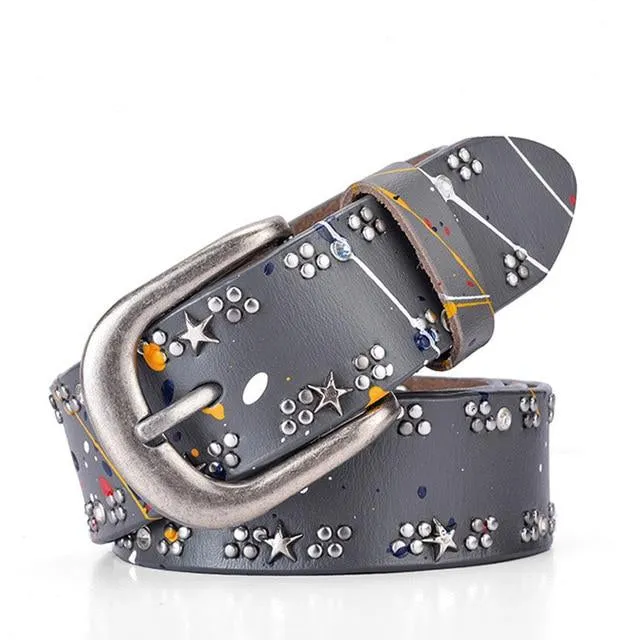 Rivet Inlay Vintage Luxury Designer Belt