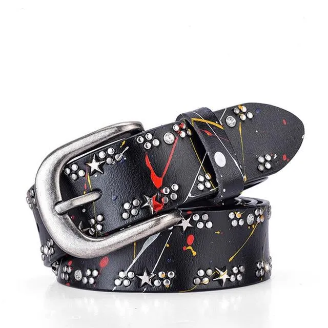 Rivet Inlay Vintage Luxury Designer Belt