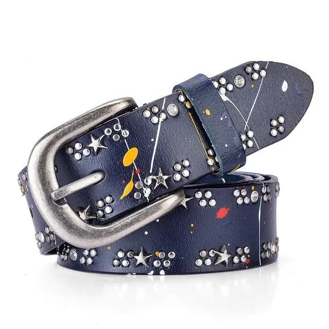 Rivet Inlay Vintage Luxury Designer Belt