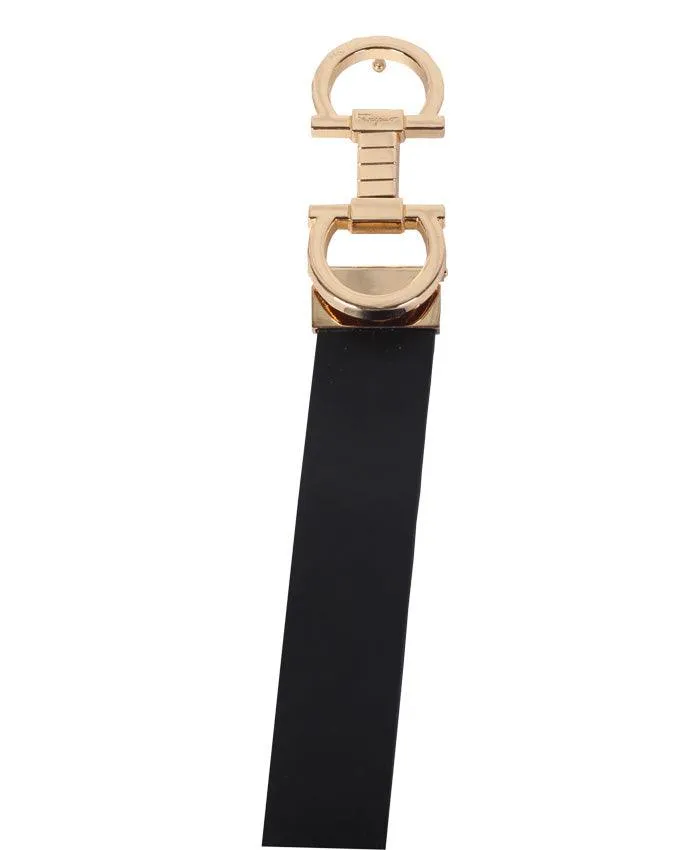 Salvatore Ferragamo Black Reversible Leather Belt,