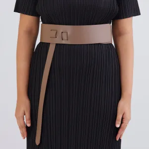 Self Knot Leather Belt - Taupe