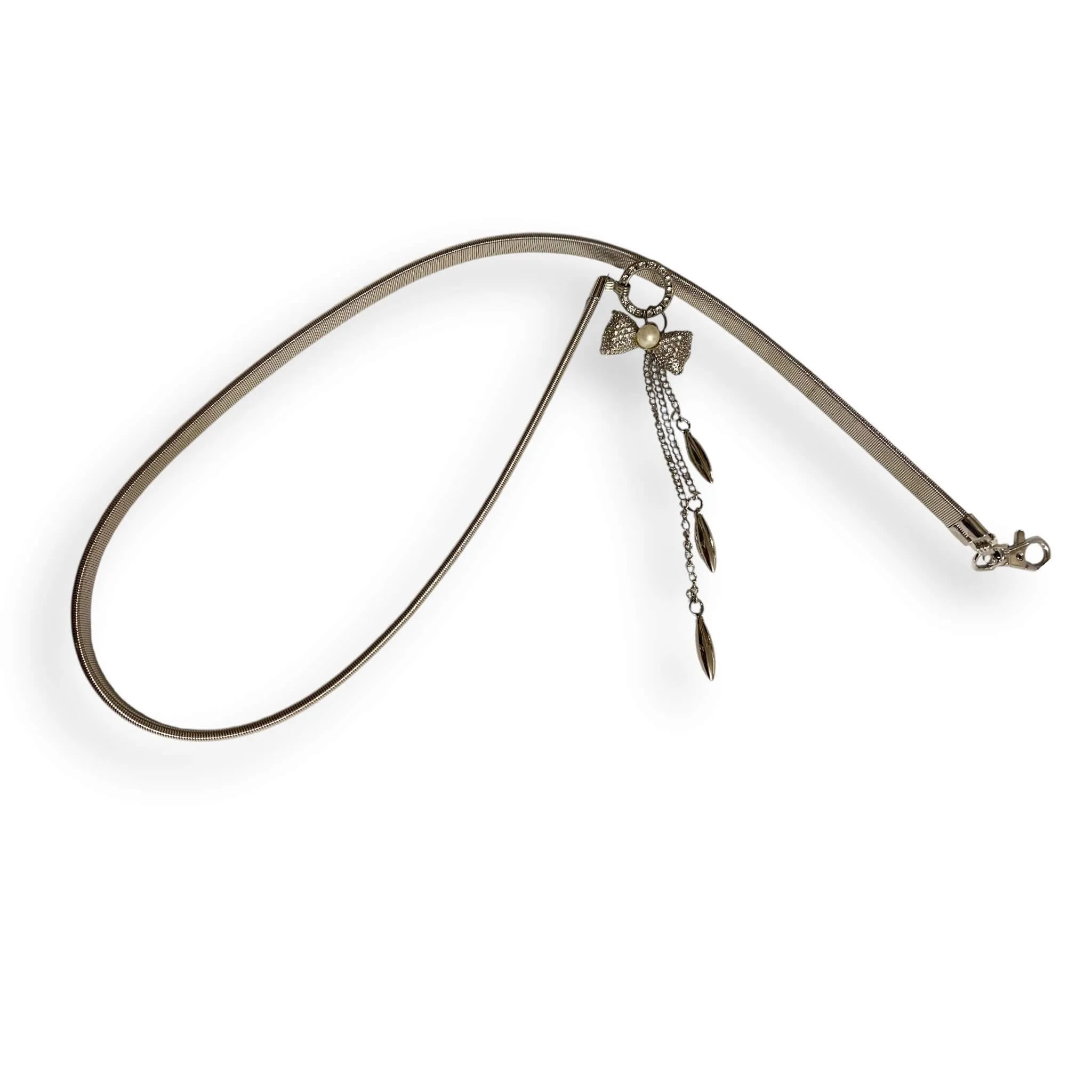Silver Crystal Bow Chain Belt