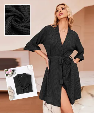 Soft Waffle Knit Dressing Gown Robe