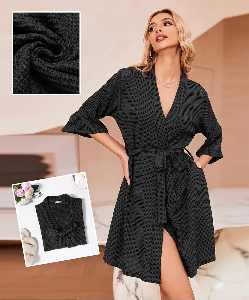 Soft Waffle Knit Dressing Gown Robe