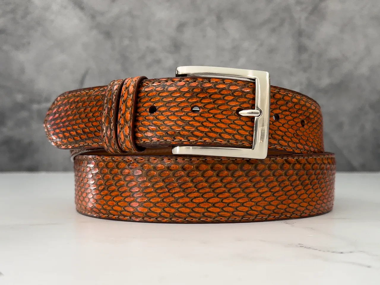 Spitting Cobra Front Cut Belt: Cognac