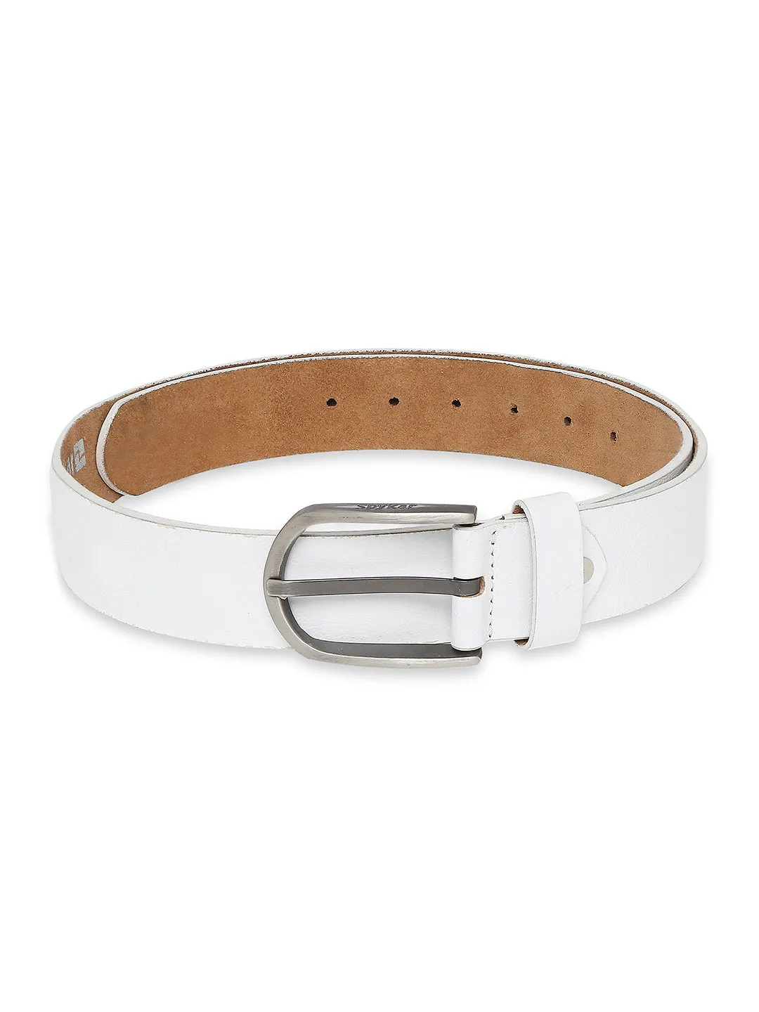 Spykar White Genuine Leather Belt