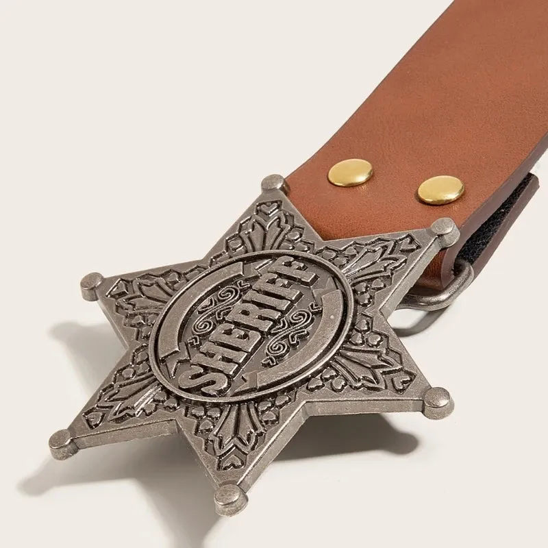 Star Buckle Y2K Fashion Jeans Belt - Western Cowgirl Rivet Wide Waistband