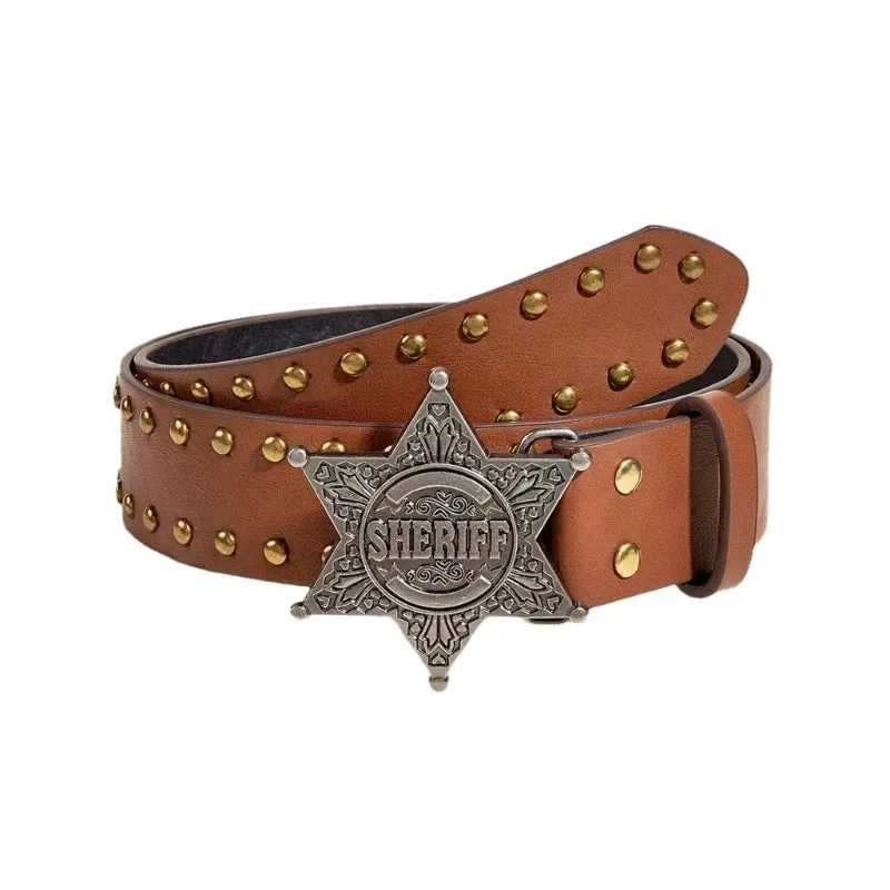 Star Buckle Y2K Fashion Jeans Belt - Western Cowgirl Rivet Wide Waistband