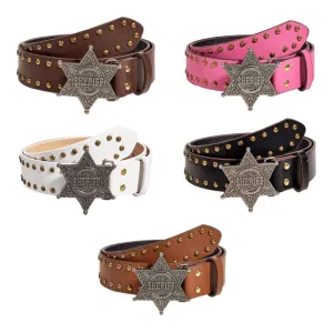 Star Buckle Y2K Fashion Jeans Belt - Western Cowgirl Rivet Wide Waistband