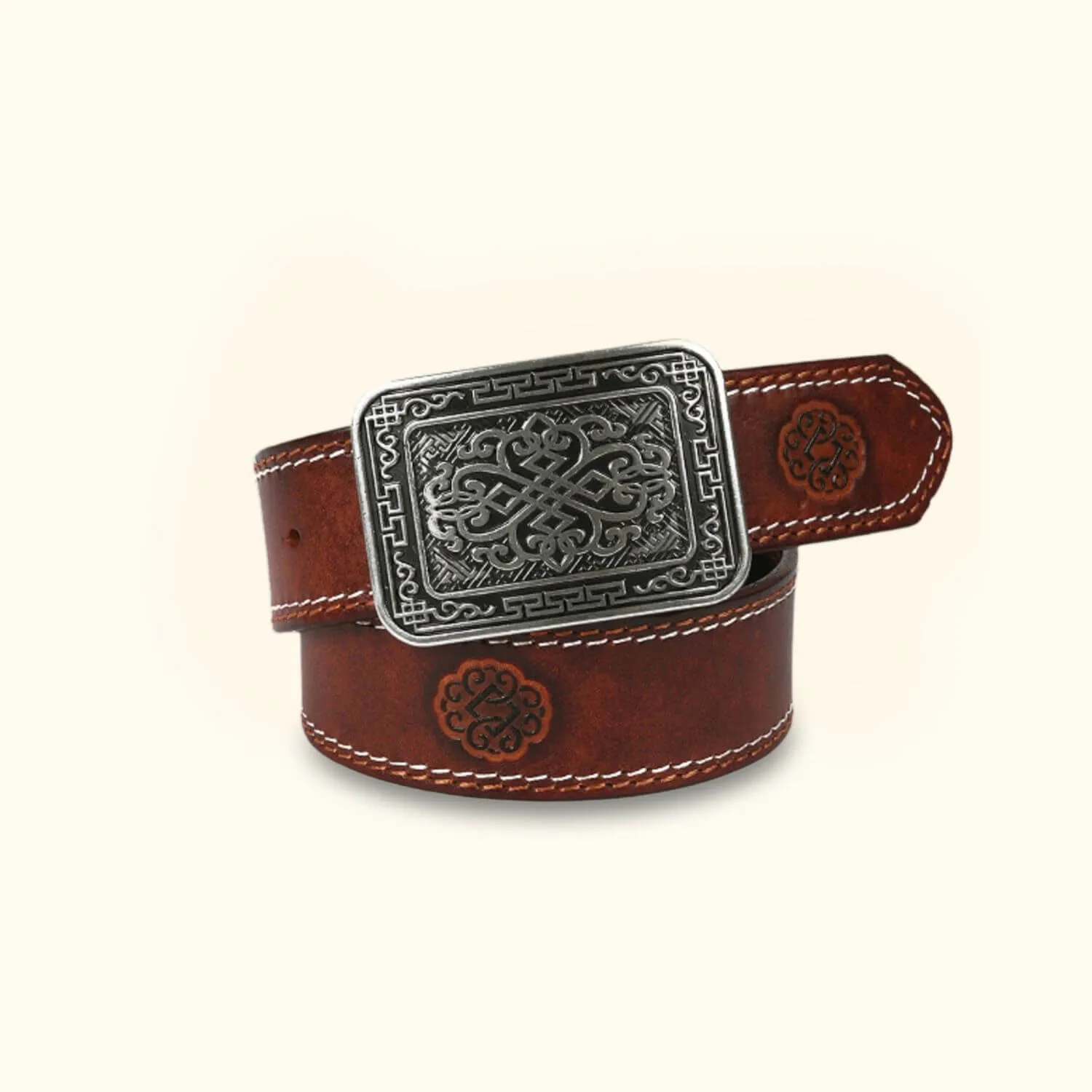 The Stitch Up – Double Needle Stitch Leather Western Belt for Men