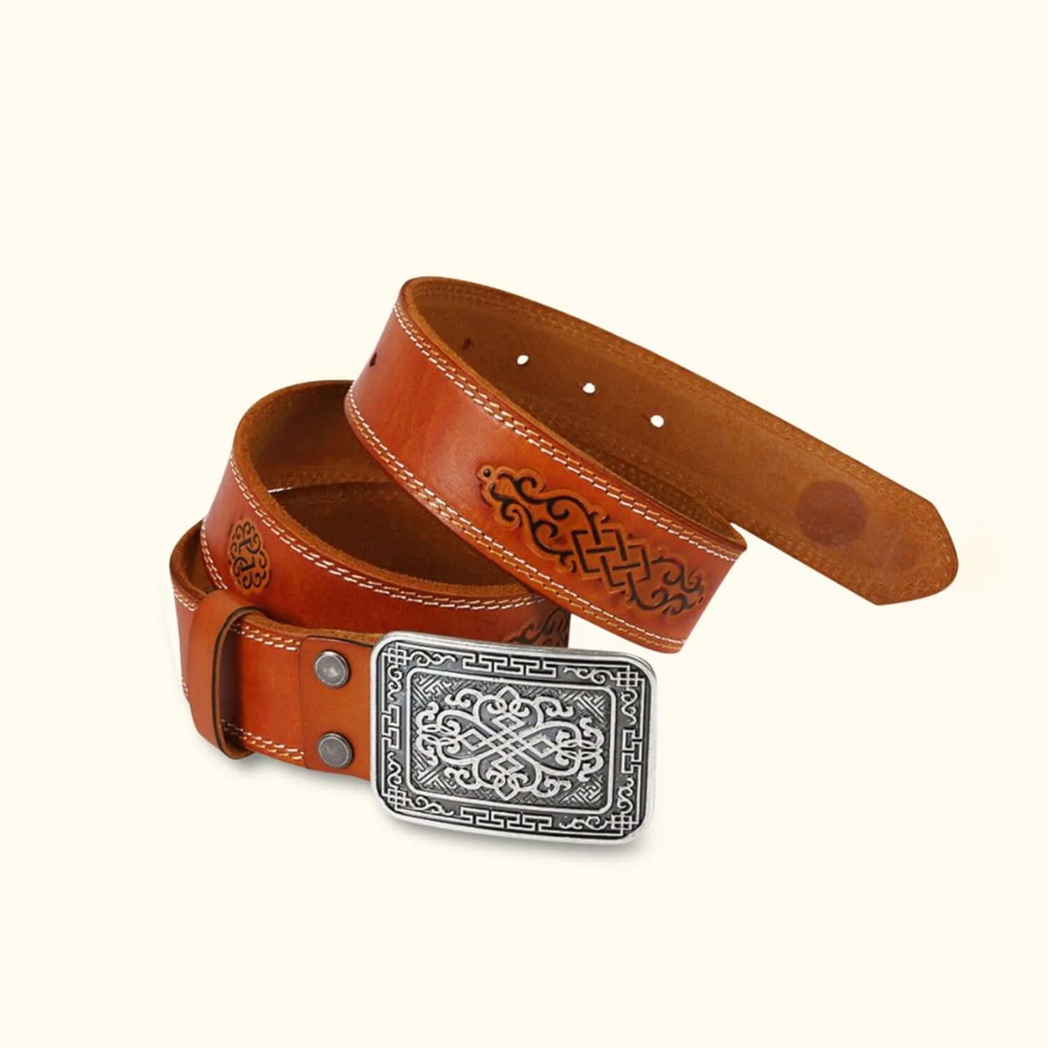 The Stitch Up – Double Needle Stitch Leather Western Belt for Men