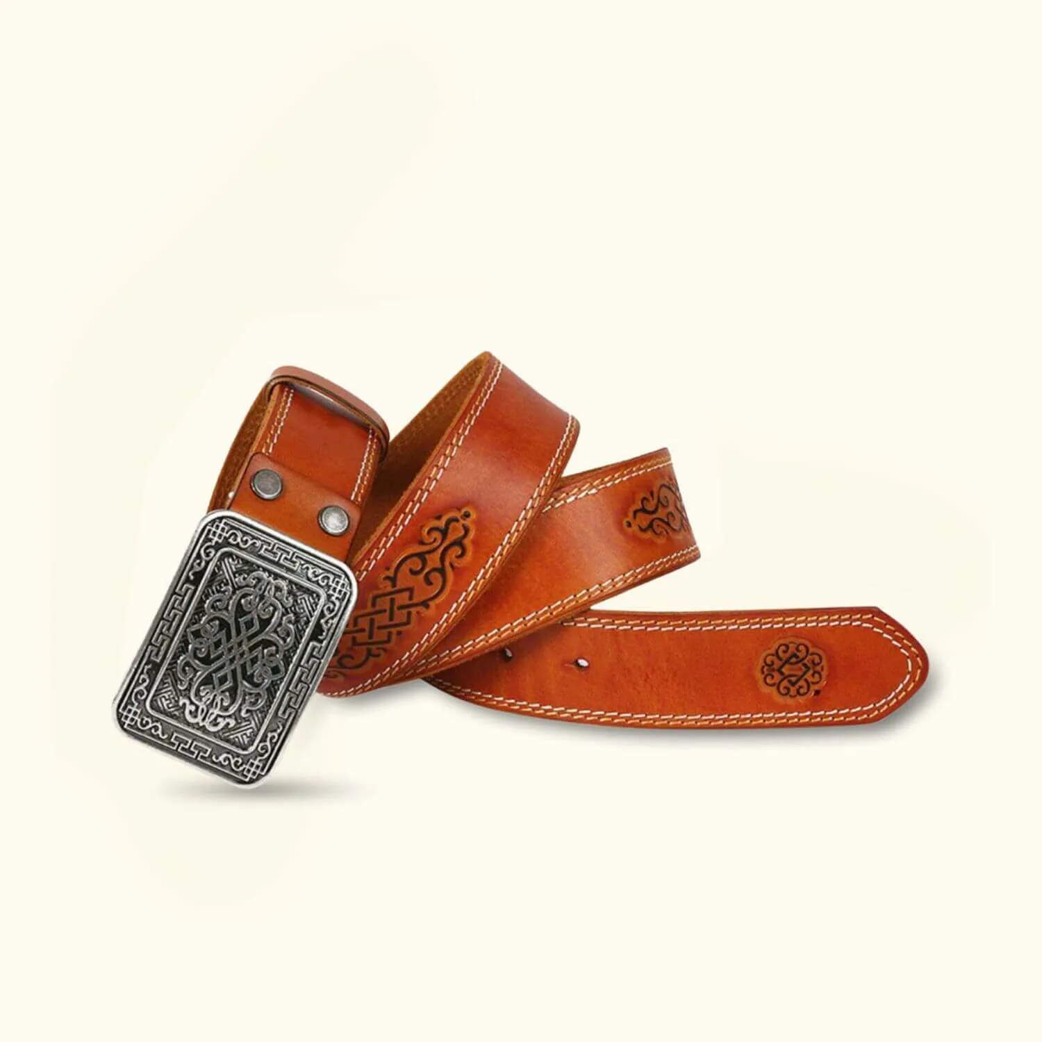The Stitch Up – Double Needle Stitch Leather Western Belt for Men