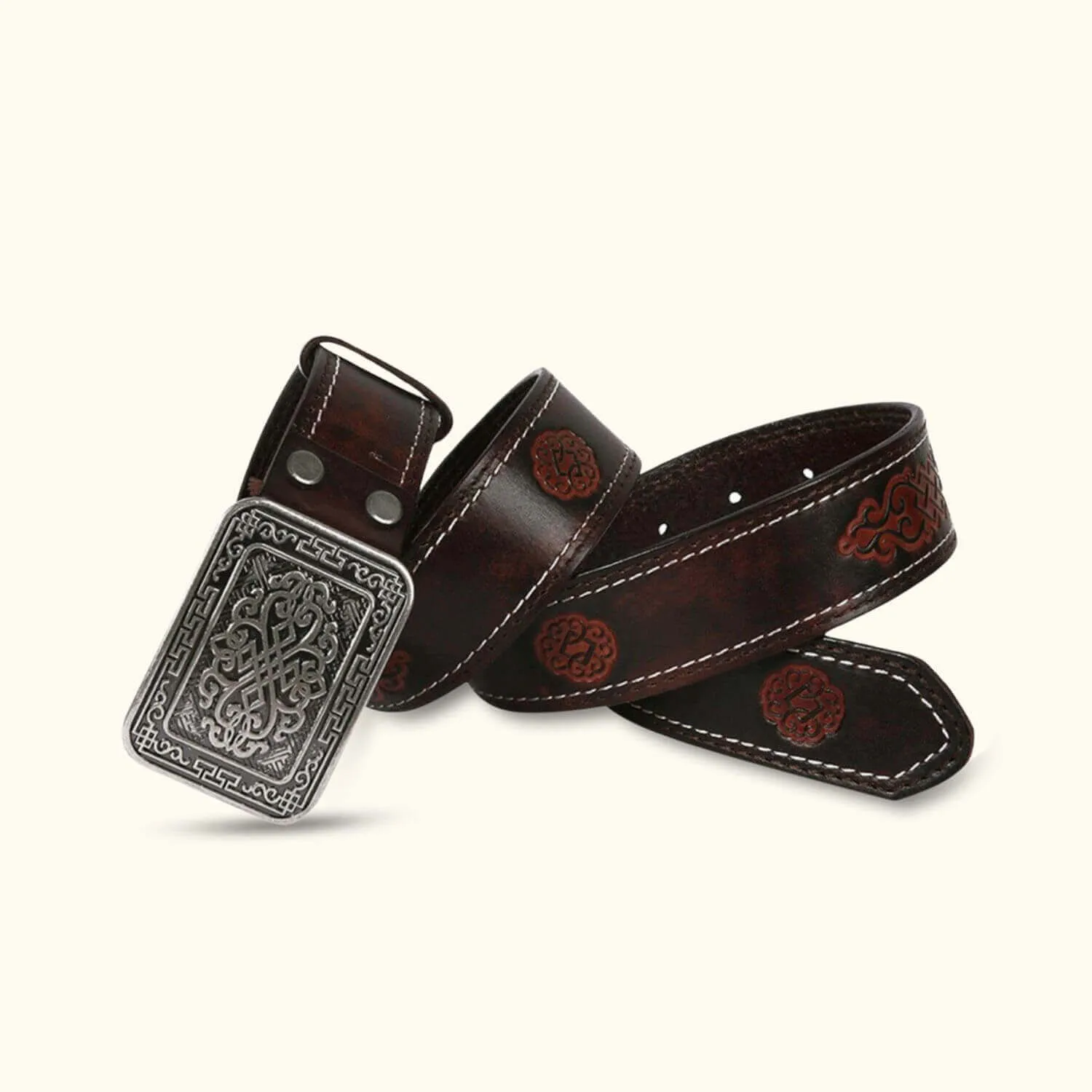 The Stitch Up – Double Needle Stitch Leather Western Belt for Men