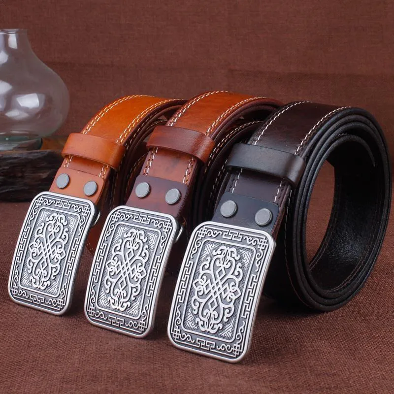 The Stitch Up – Double Needle Stitch Leather Western Belt for Men