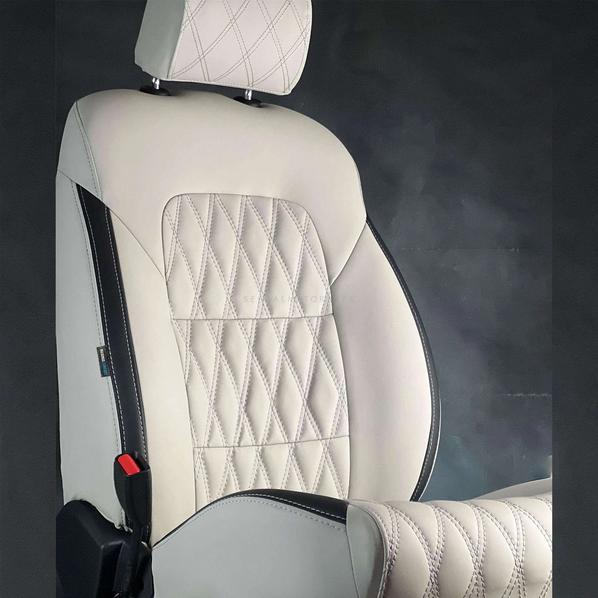 Toyota Prado Diamond Cut Beige Black Seat Covers - Model 2009-2018