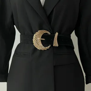 VAIGE Luxe Black Velvet Corset Belt with Gold Buckle