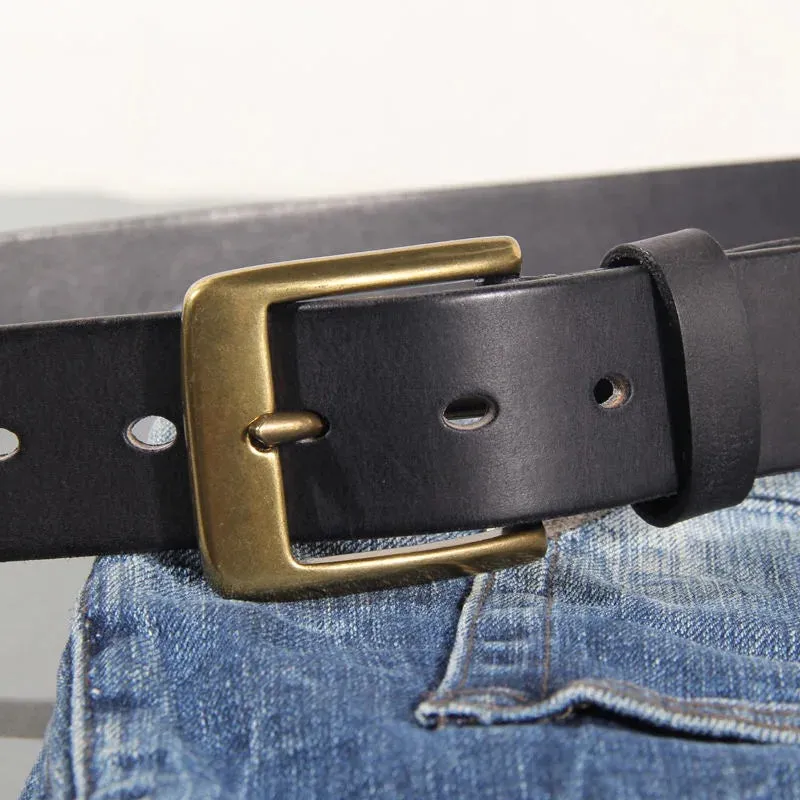 Vintage Handmade Leather Copper Buckle Belt