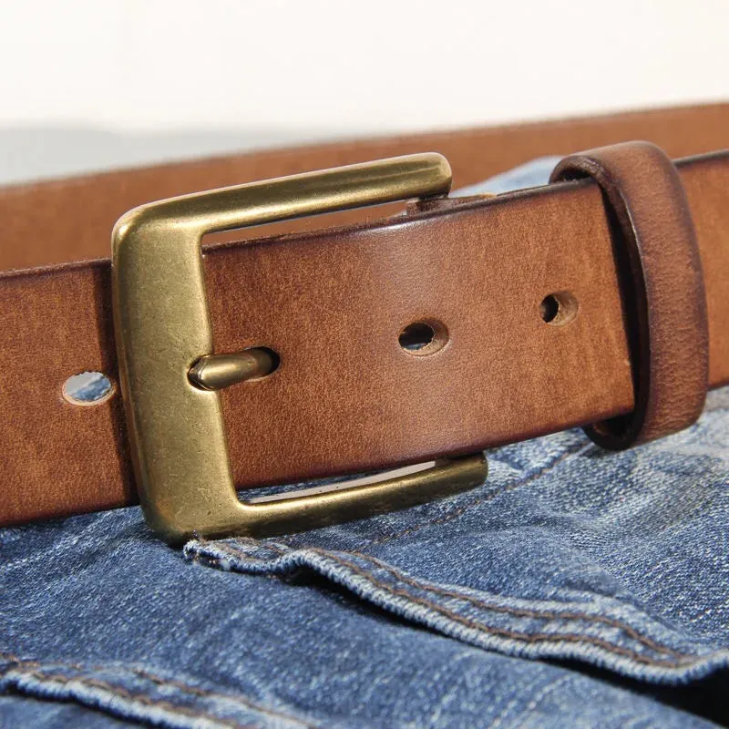 Vintage Handmade Leather Copper Buckle Belt