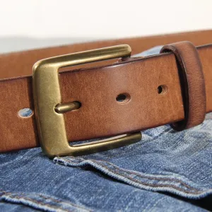 Vintage Handmade Leather Copper Buckle Belt