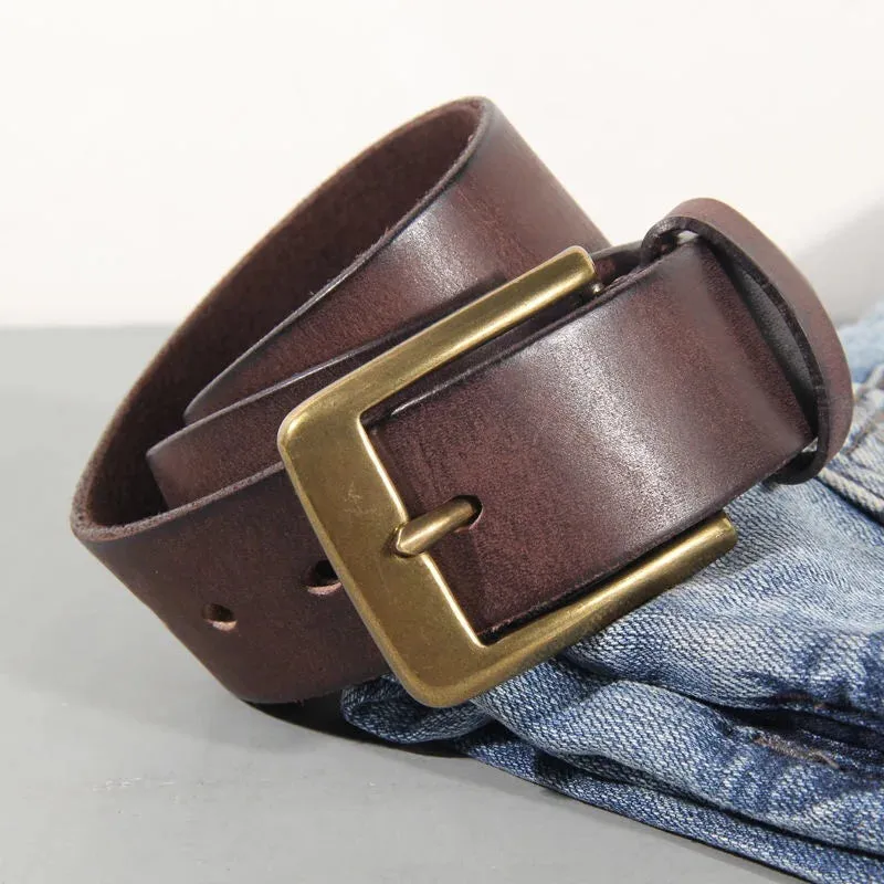 Vintage Handmade Leather Copper Buckle Belt