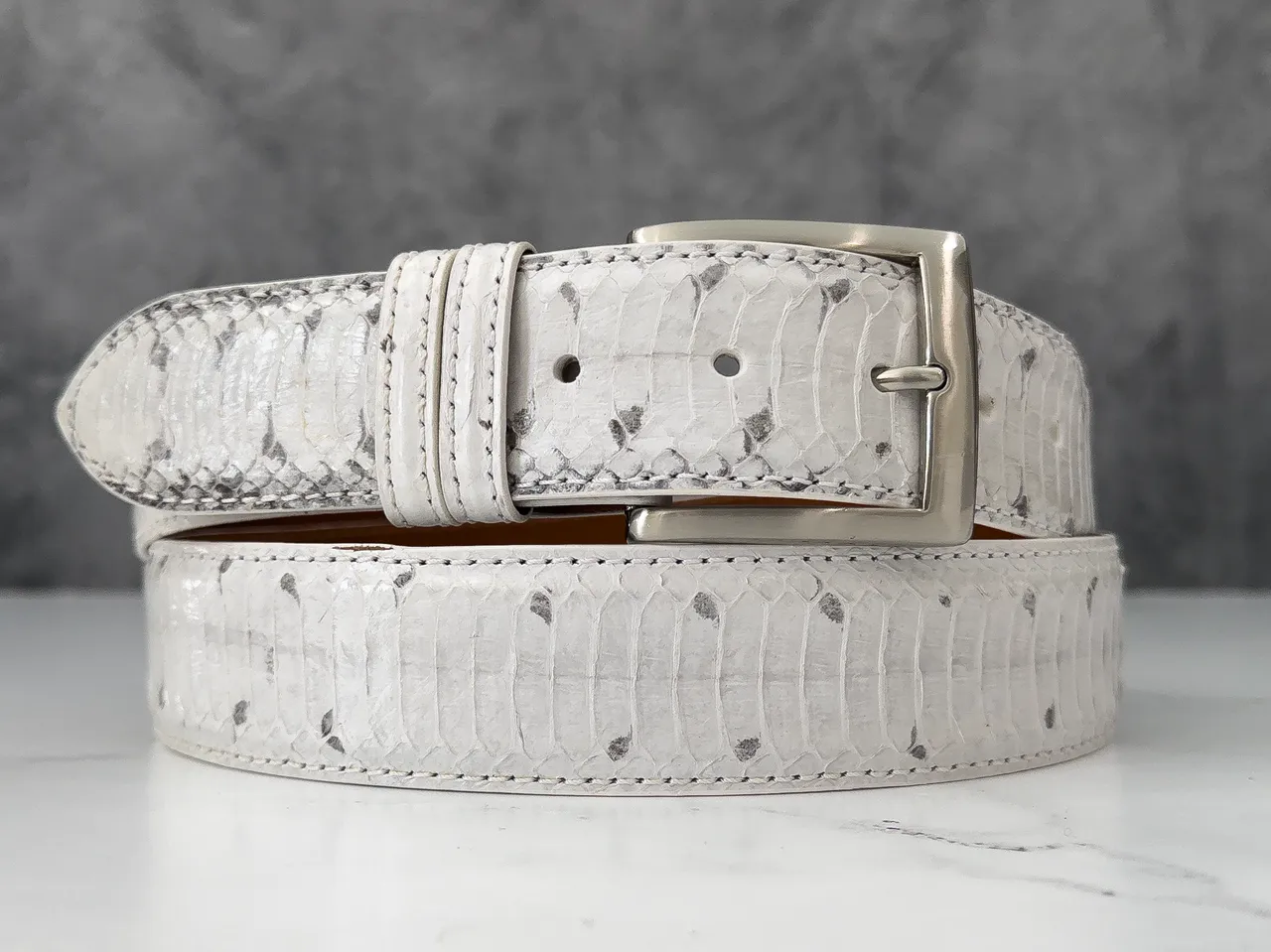 Water Snake Back Cut Belt: Marked White
