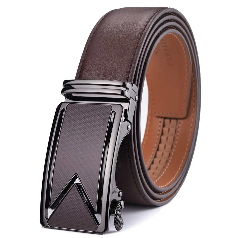West Louis Cowhide Leather Luxury Automatic Buckle Belt