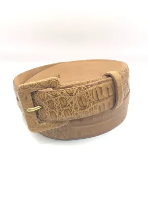 W.KLEINBERG Matte Caiman Crocodile Belt - Saddle Tan