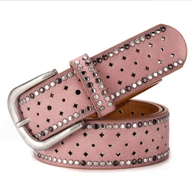 Women's Rivet Embellished Leather Belt
