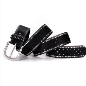 Women's Rivet Embellished Leather Belt