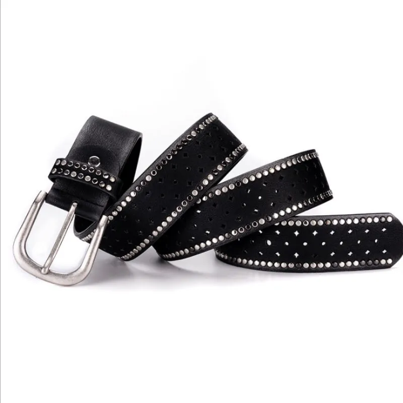 Women's Rivet Embellished Leather Belt