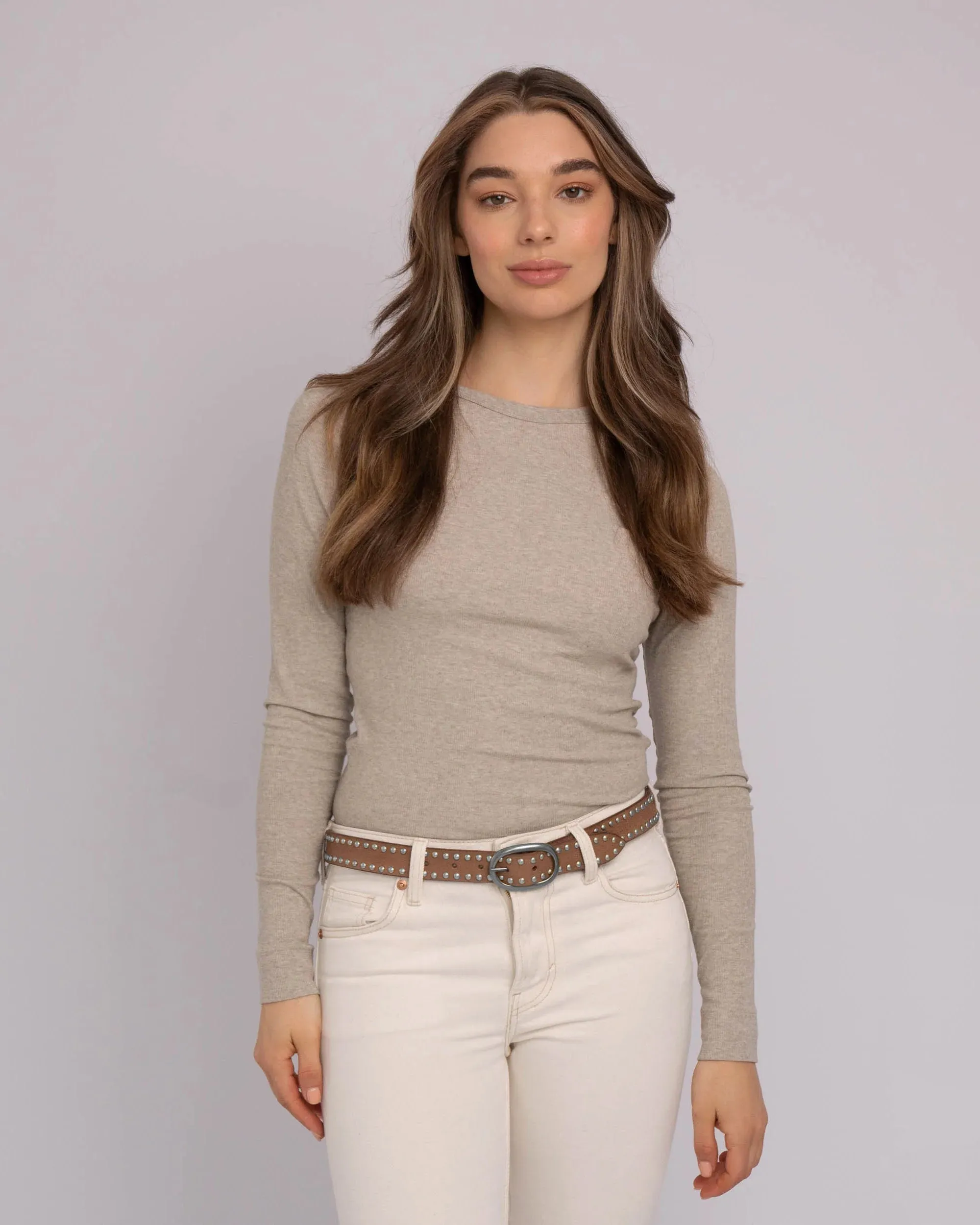 Zwier Oval Buckle Leather Stud Belt